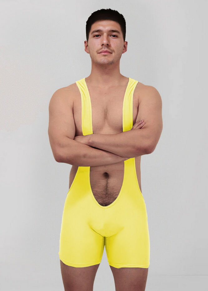 Mens Sexy Spandex Suspender Unitard