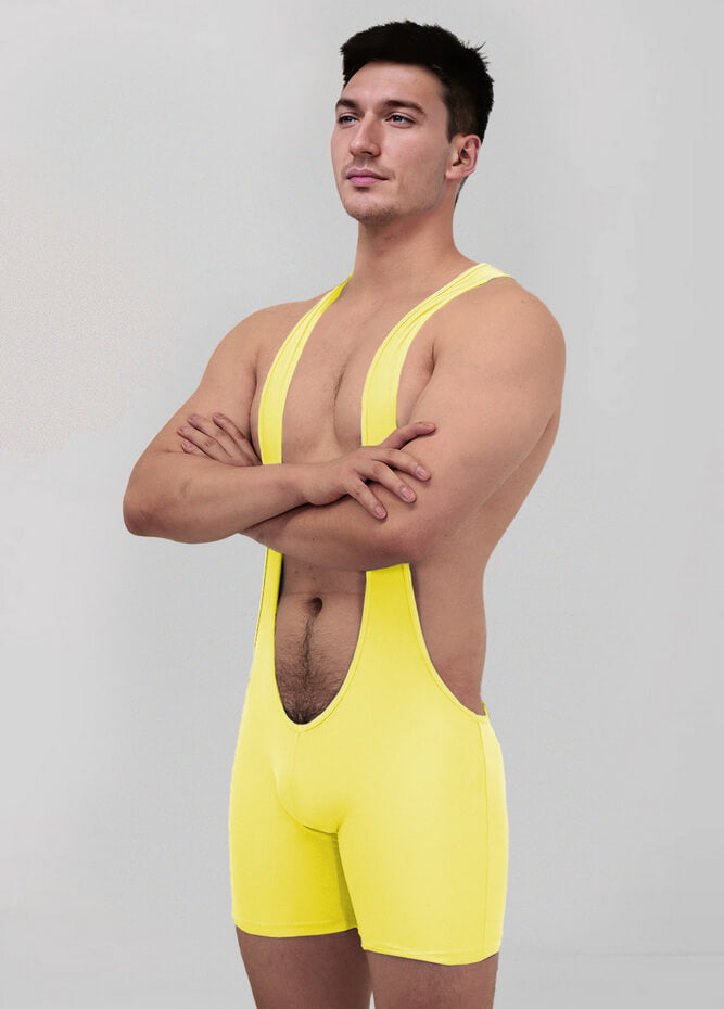 Mens Sexy Spandex Suspender Unitard