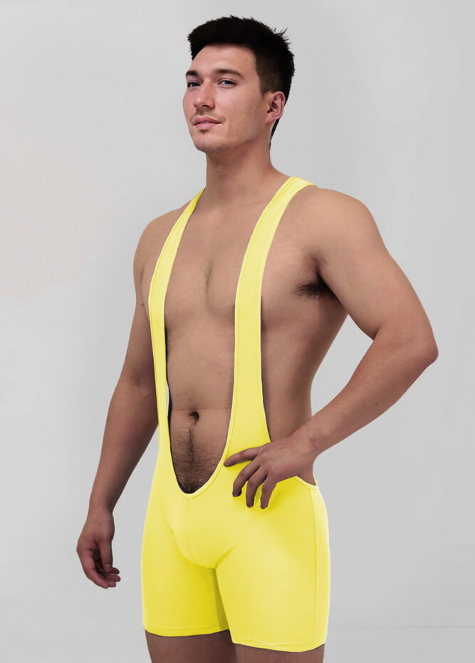 Mens Sexy Spandex Suspender Unitard