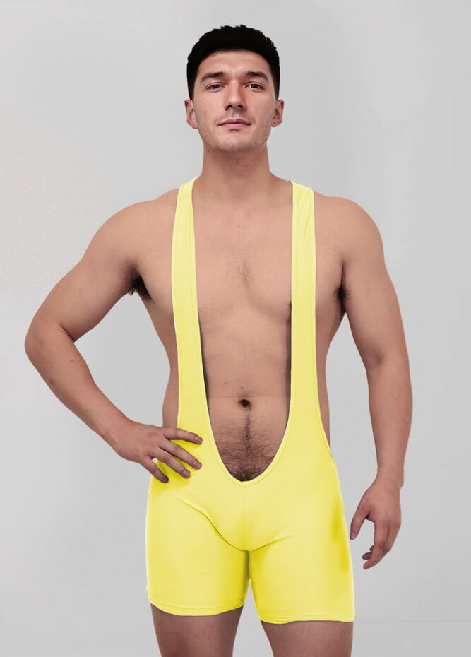 Mens Sexy Spandex Suspender Unitard