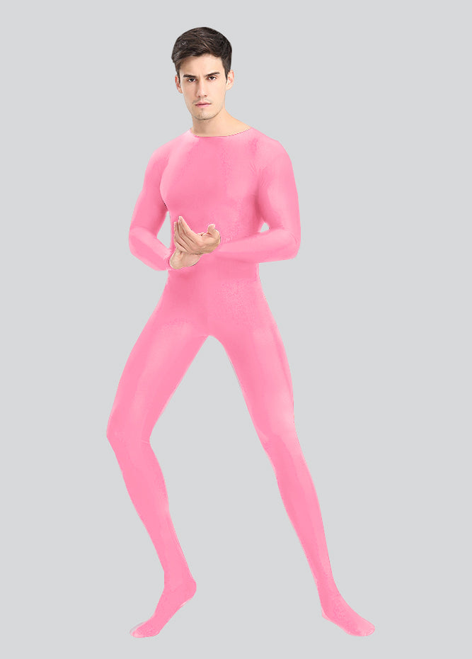Mens Spandex Long Sleeve Unitard with Footed