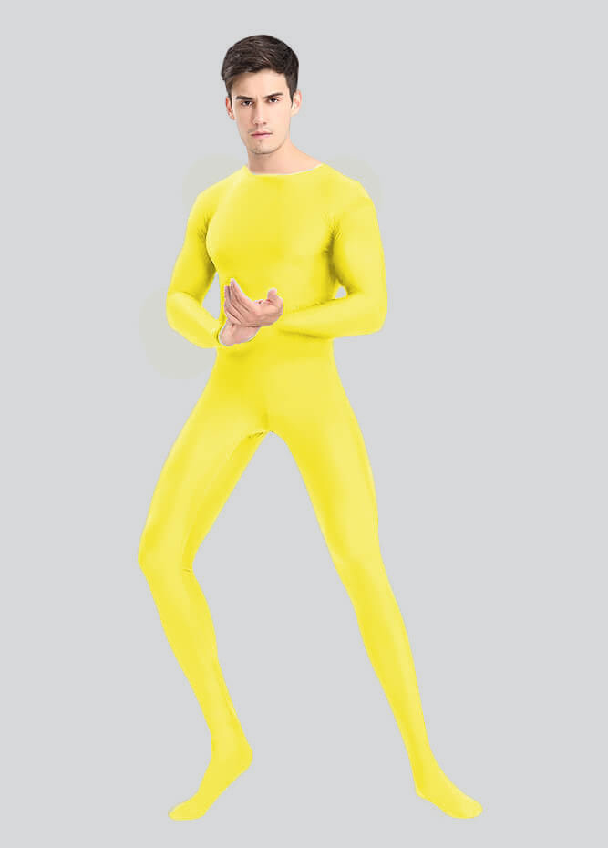 Mens Spandex Long Sleeve Unitard with Footed
