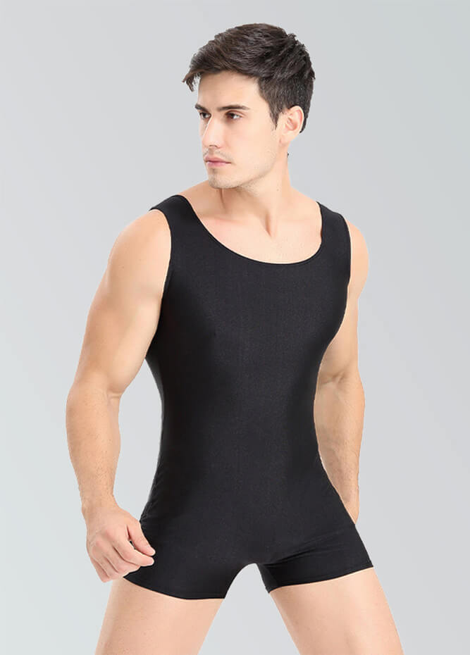 Mens Biketard Spandex Short Tank Unitard