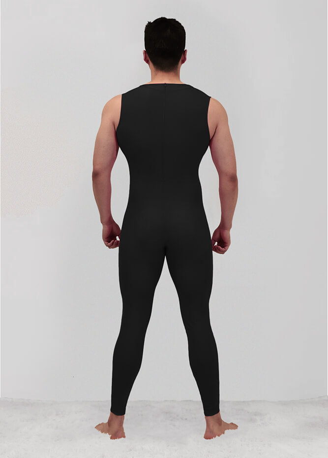 Mens Spandex Sleeveless Back Zipper Unitard