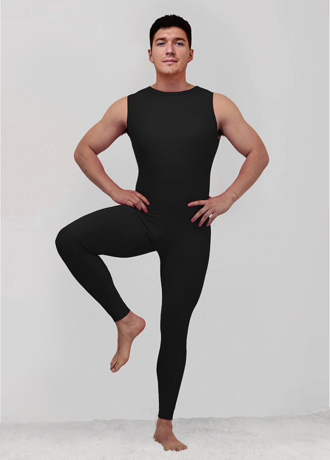 Mens Spandex Sleeveless Back Zipper Unitard