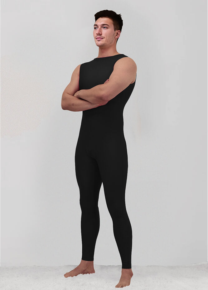 Mens Spandex Sleeveless Back Zipper Unitard