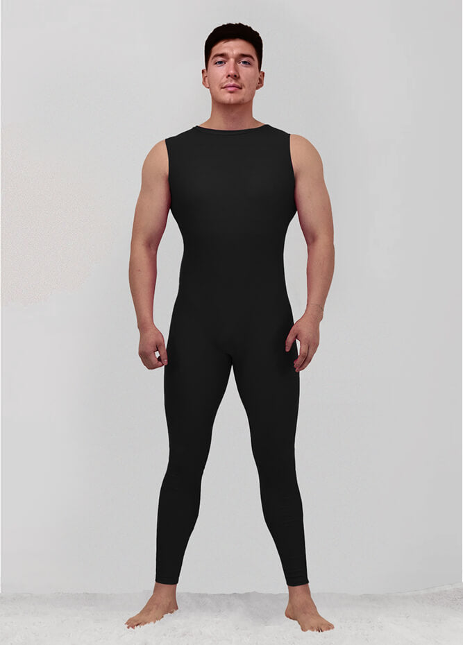 Mens Spandex Sleeveless Back Zipper Unitard