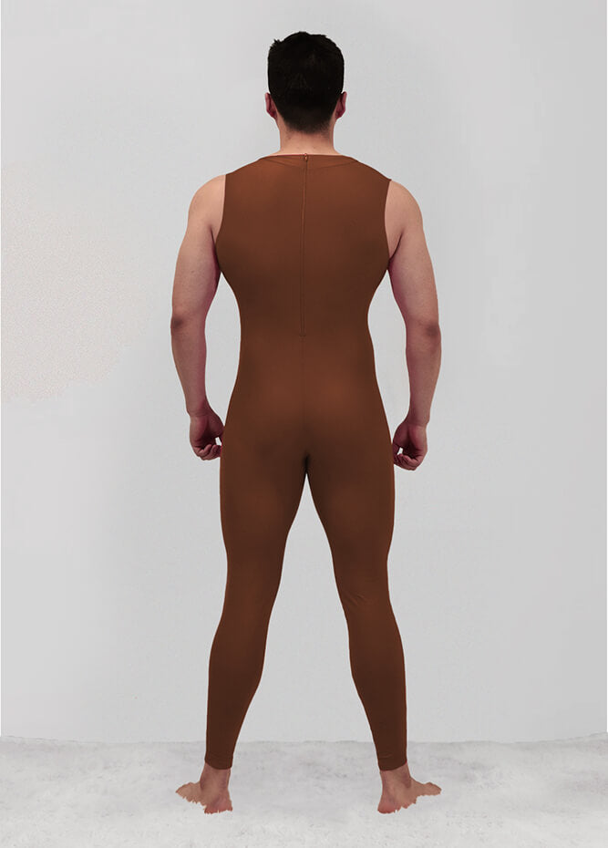 Mens Spandex Sleeveless Back Zipper Unitard