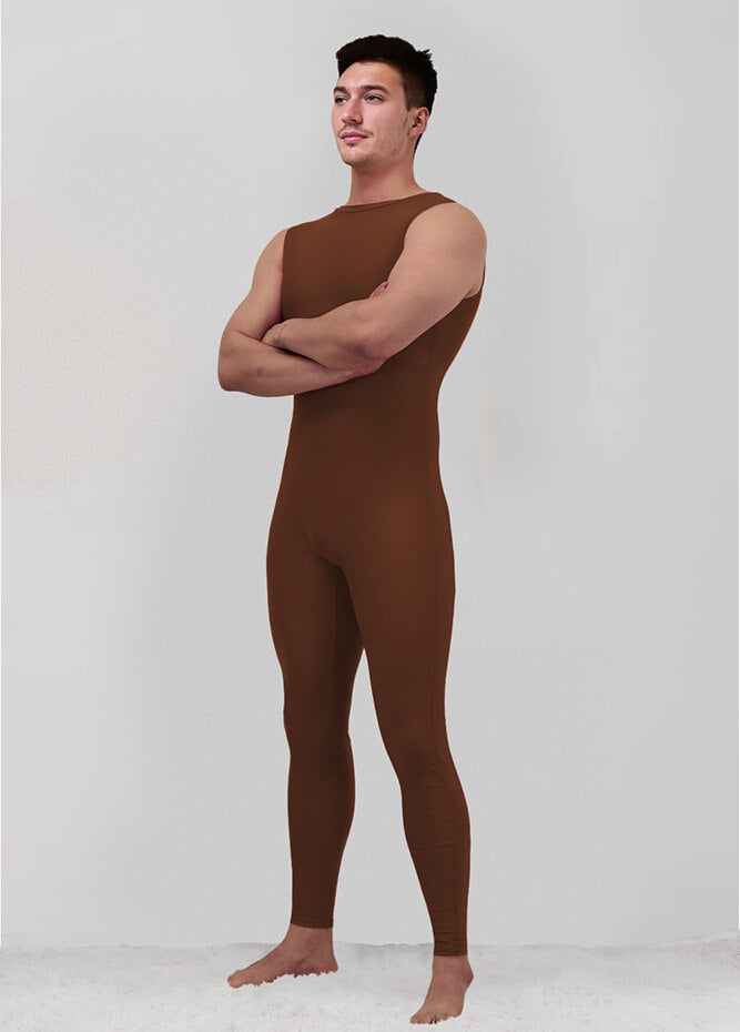 Mens Spandex Sleeveless Back Zipper Unitard