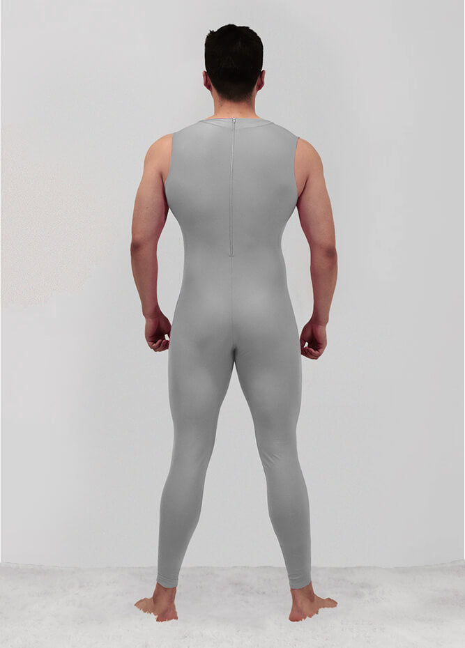 Mens Spandex Sleeveless Back Zipper Unitard
