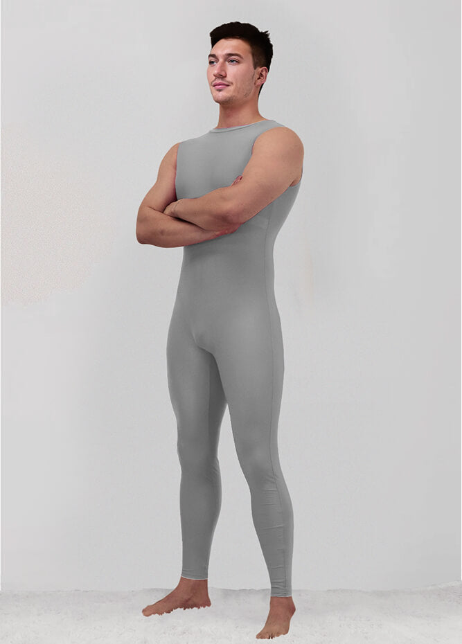 Mens Spandex Sleeveless Back Zipper Unitard