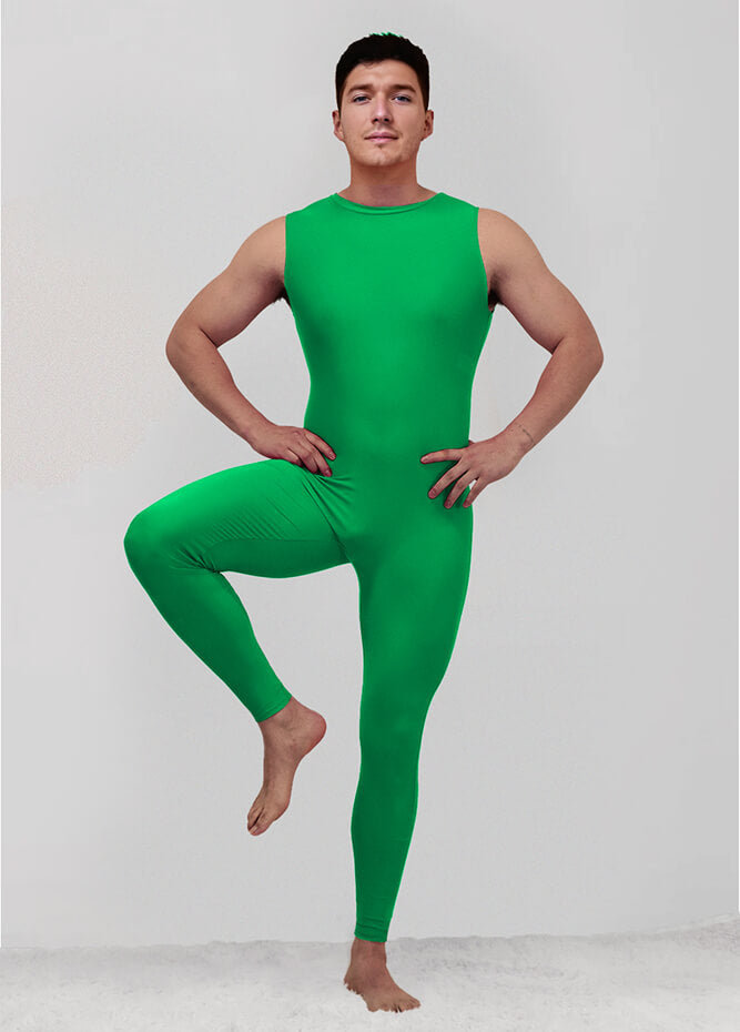 Mens Spandex Sleeveless Back Zipper Unitard