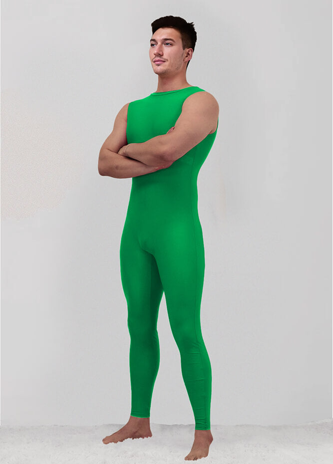Mens Spandex Sleeveless Back Zipper Unitard