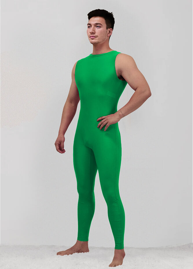 Mens Spandex Sleeveless Back Zipper Unitard
