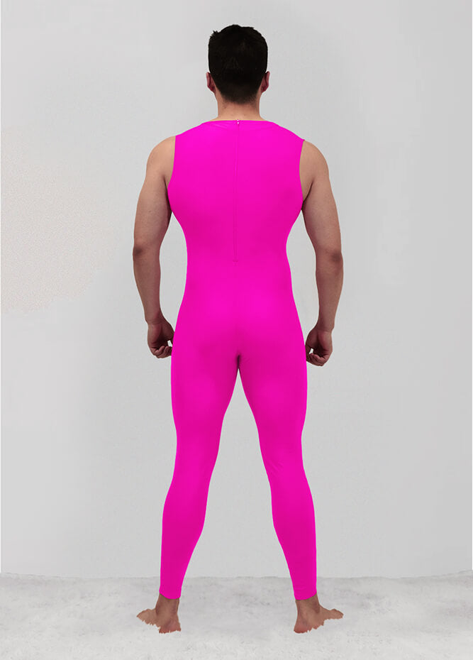 Mens Spandex Sleeveless Back Zipper Unitard
