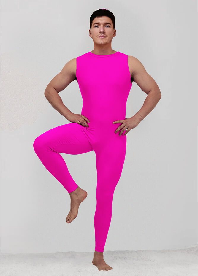Mens Spandex Sleeveless Back Zipper Unitard
