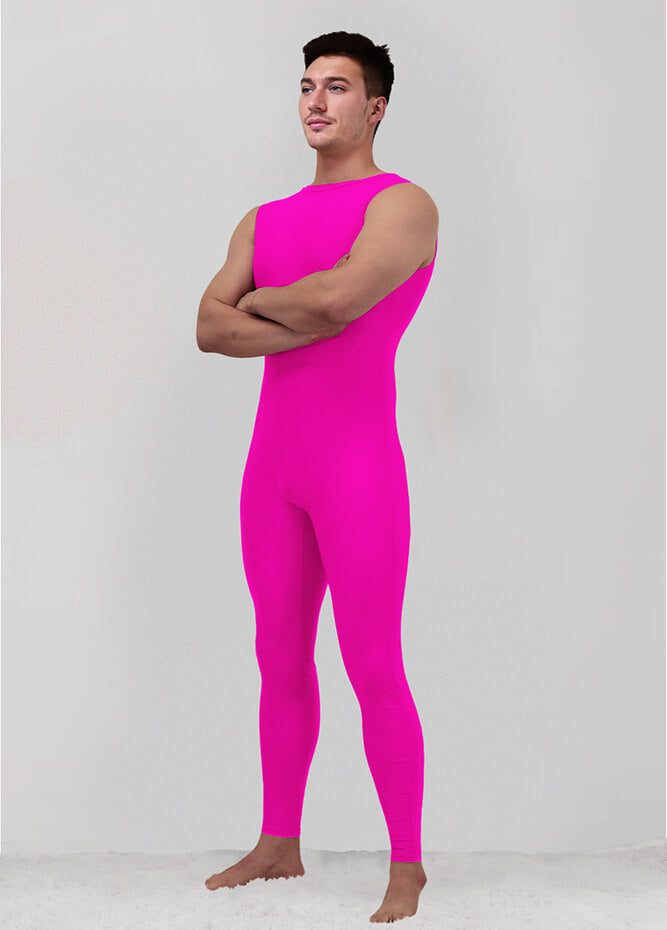 Mens Spandex Sleeveless Back Zipper Unitard