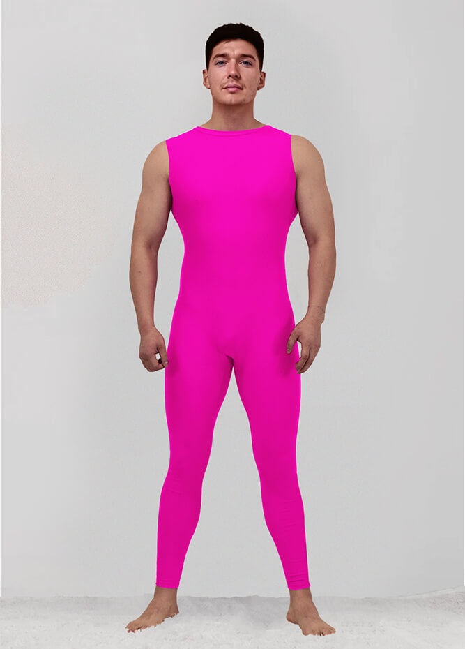 Mens Spandex Sleeveless Back Zipper Unitard