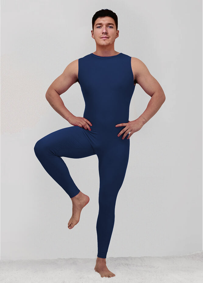 Mens Spandex Sleeveless Back Zipper Unitard