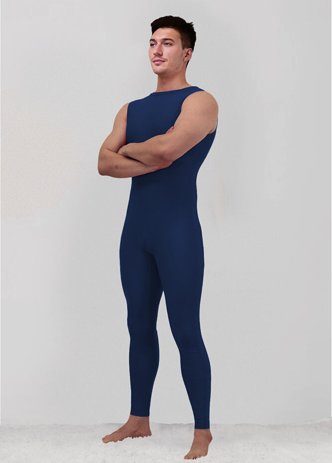 Mens Spandex Sleeveless Back Zipper Unitard
