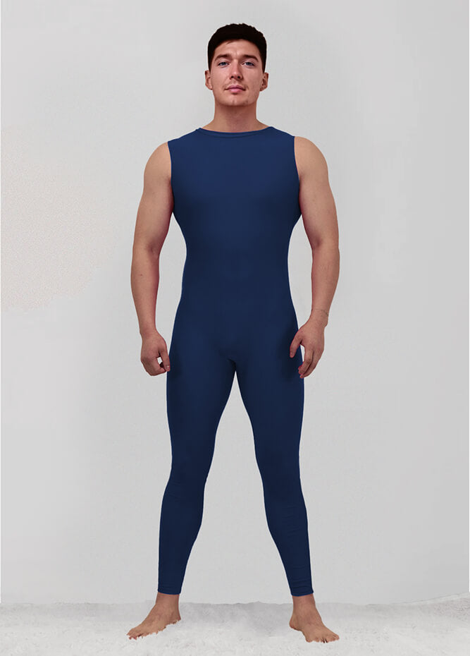 Mens Spandex Sleeveless Back Zipper Unitard