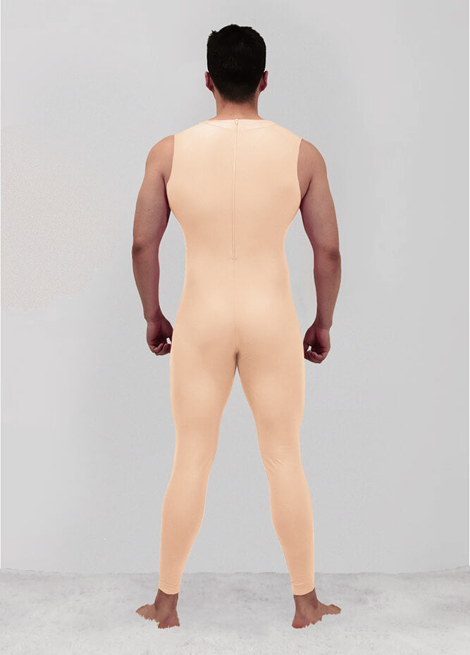 Mens Spandex Sleeveless Back Zipper Unitard