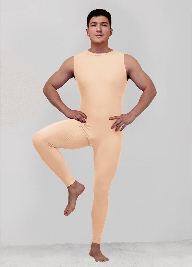 Mens Spandex Sleeveless Back Zipper Unitard