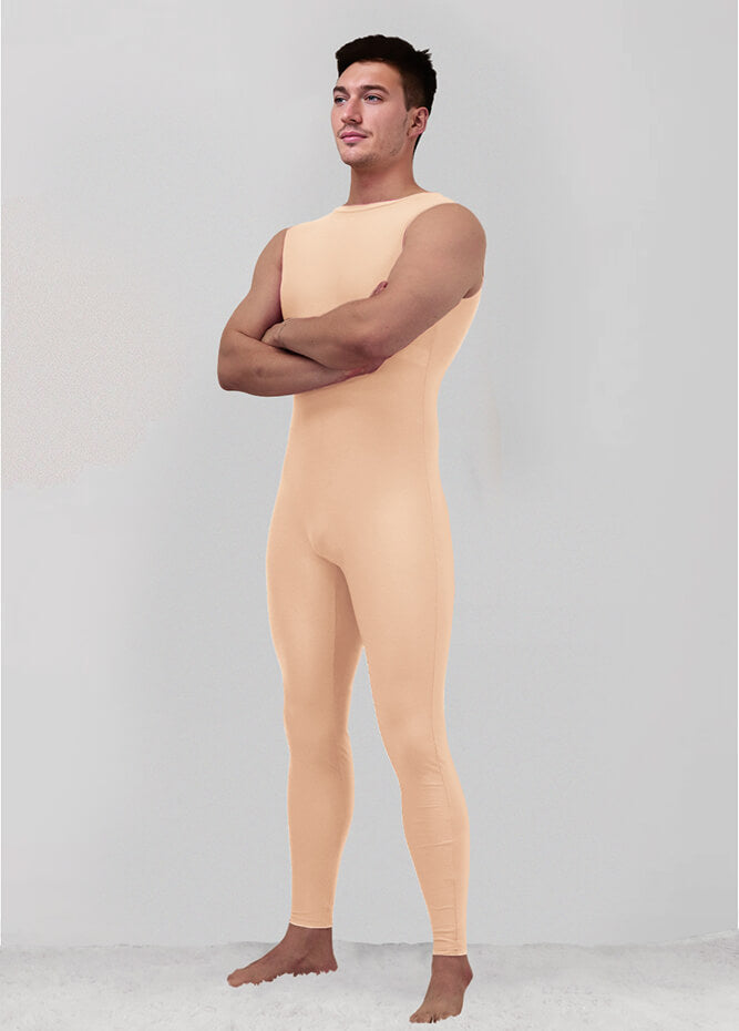 Mens Spandex Sleeveless Back Zipper Unitard