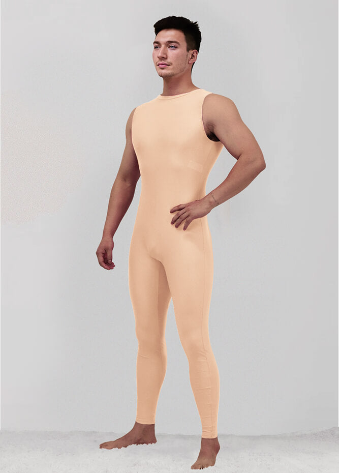 Mens Spandex Sleeveless Back Zipper Unitard