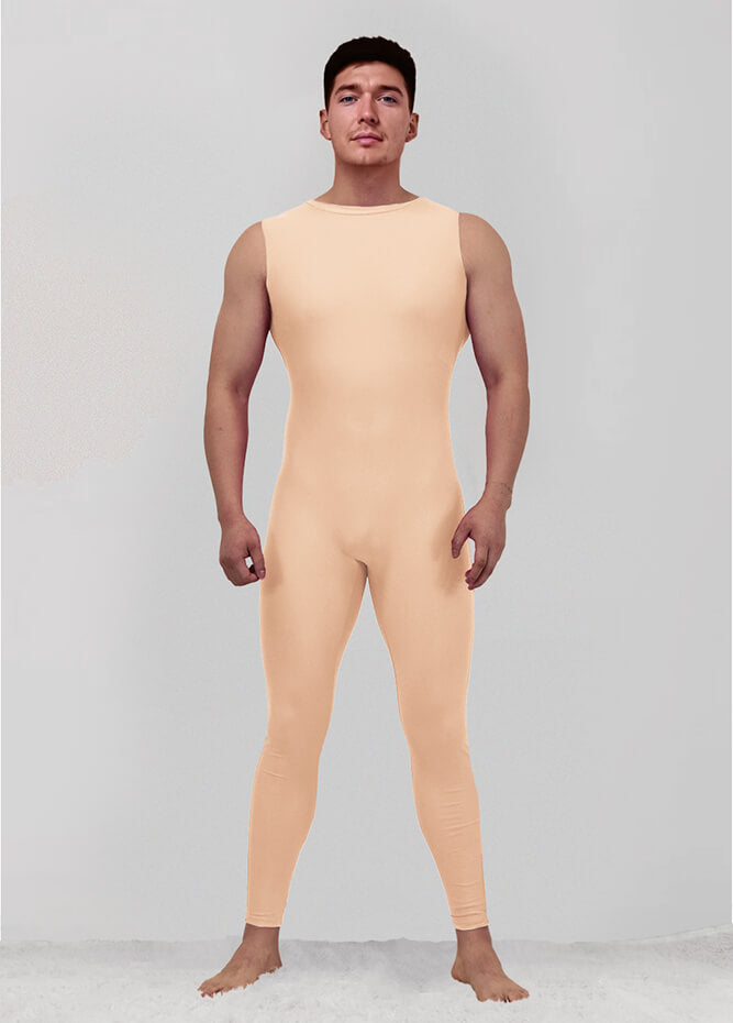 Mens Spandex Sleeveless Back Zipper Unitard
