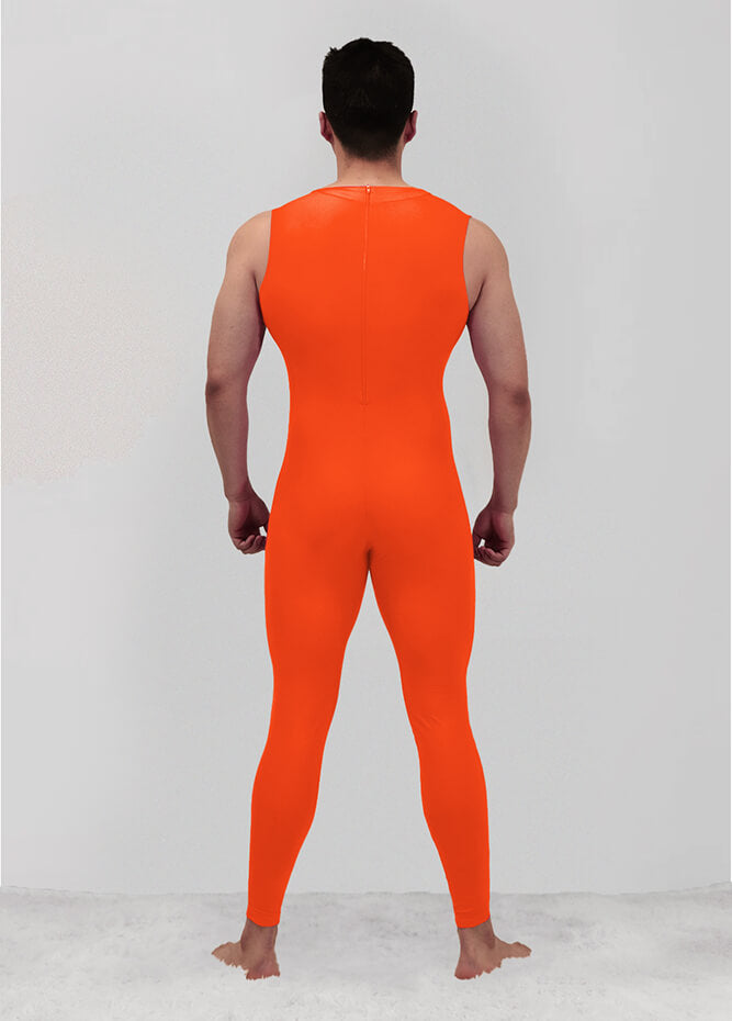 Mens Spandex Sleeveless Back Zipper Unitard
