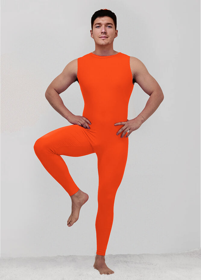 Mens Spandex Sleeveless Back Zipper Unitard