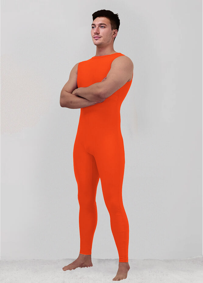 Mens Spandex Sleeveless Back Zipper Unitard