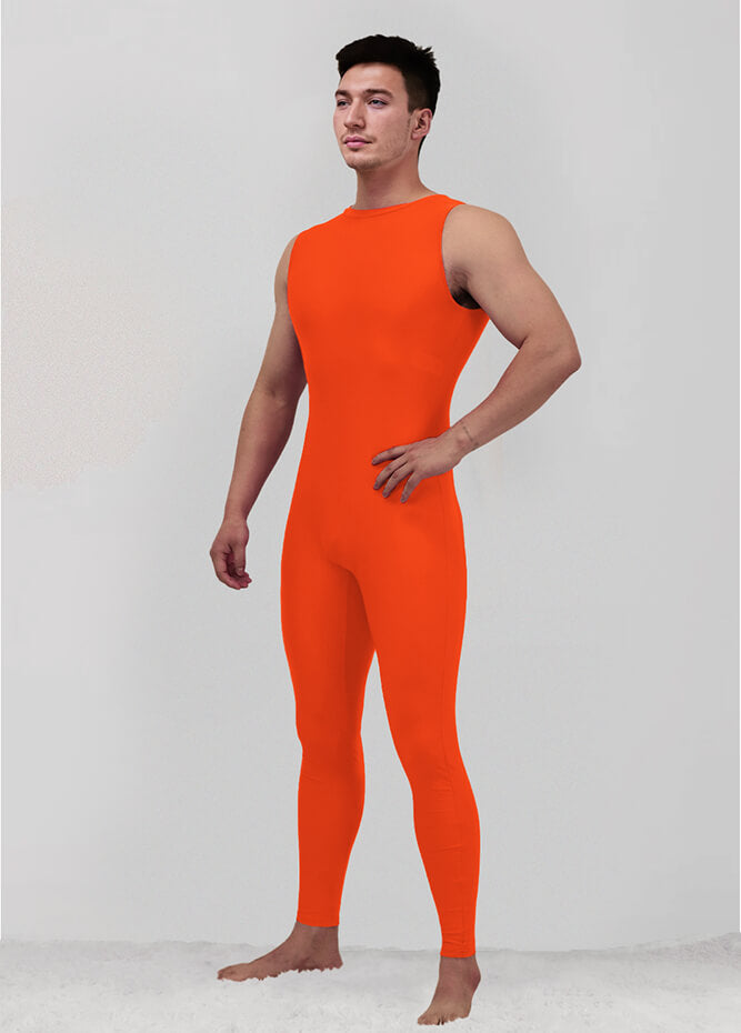 Mens Spandex Sleeveless Back Zipper Unitard
