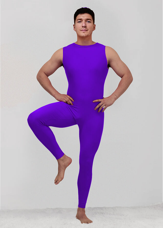 Mens Spandex Sleeveless Back Zipper Unitard