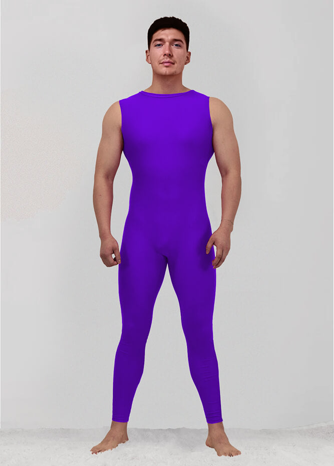 Mens Spandex Sleeveless Back Zipper Unitard