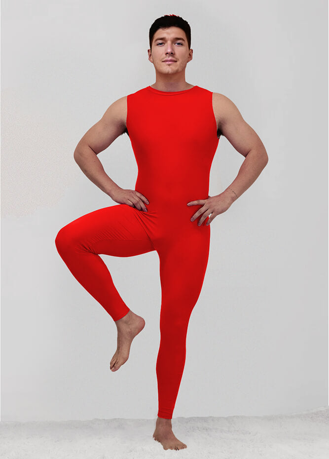 Mens Spandex Sleeveless Back Zipper Unitard