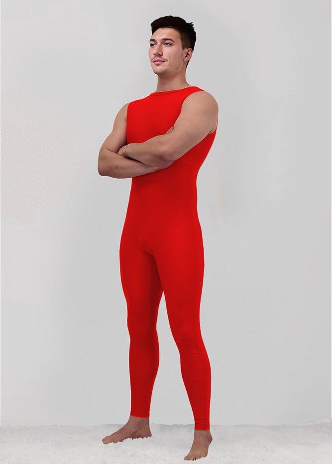 Mens Spandex Sleeveless Back Zipper Unitard