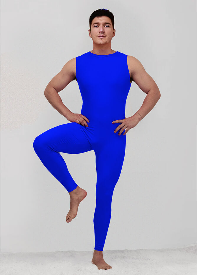 Mens Spandex Sleeveless Back Zipper Unitard