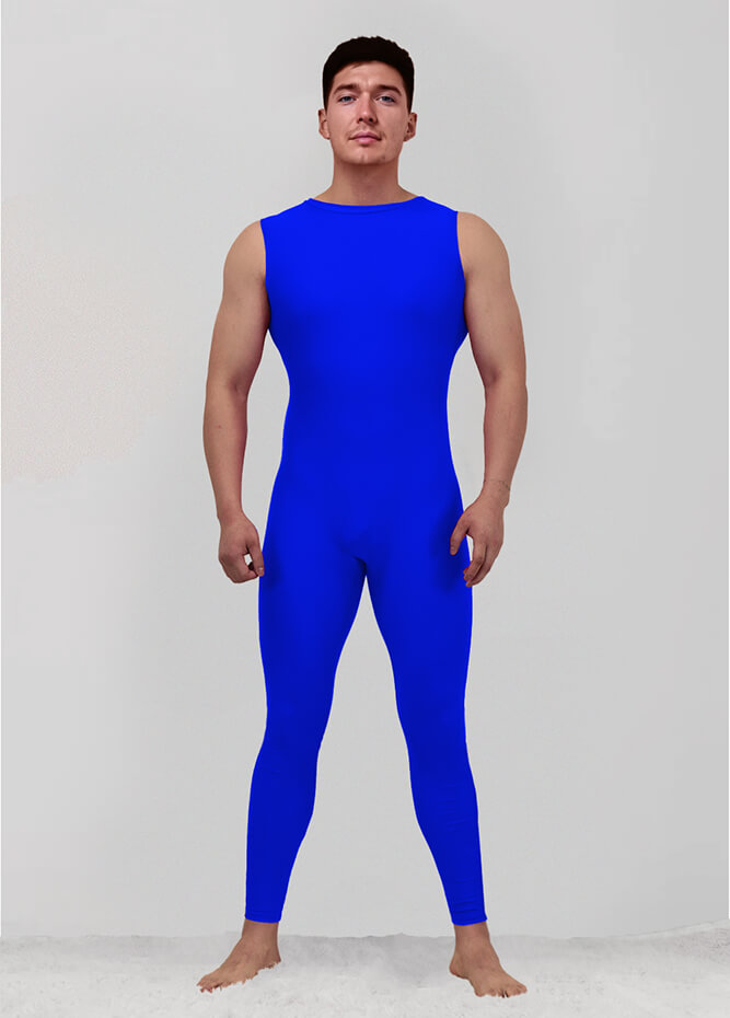 Mens Spandex Sleeveless Back Zipper Unitard