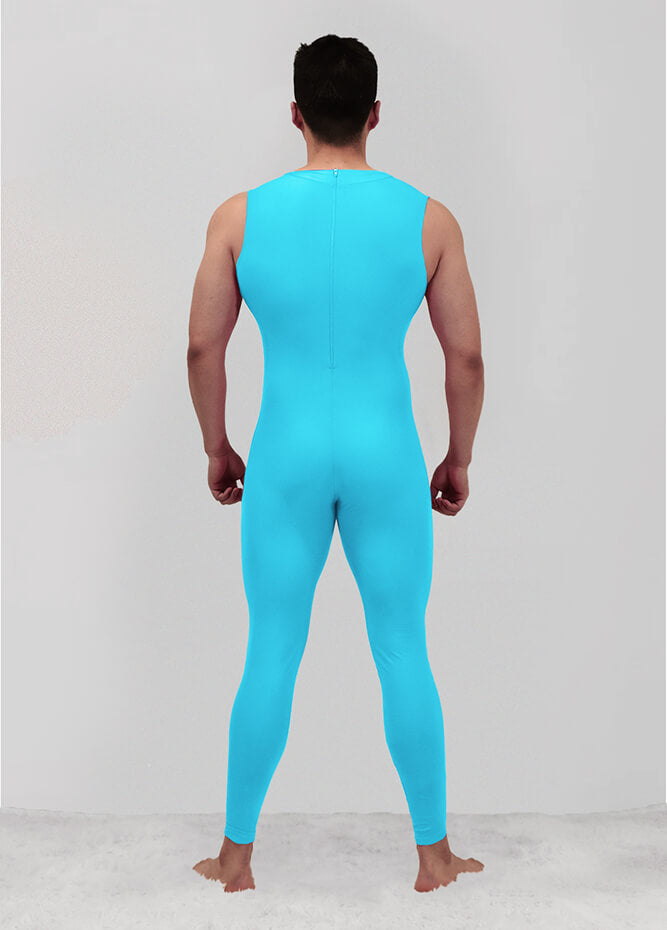 Mens Spandex Sleeveless Back Zipper Unitard