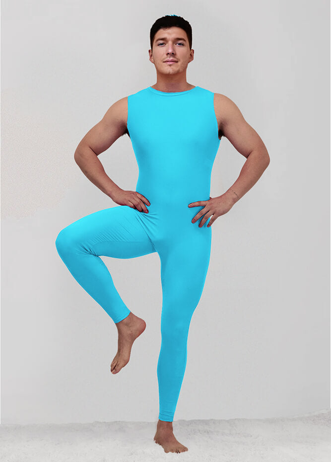 Mens Spandex Sleeveless Back Zipper Unitard