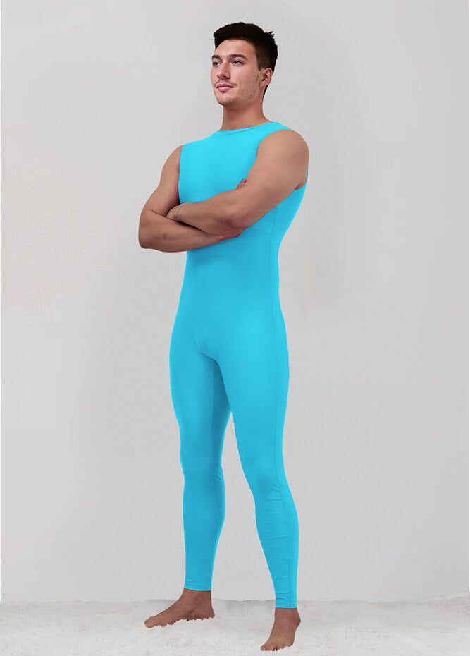 Mens Spandex Sleeveless Back Zipper Unitard
