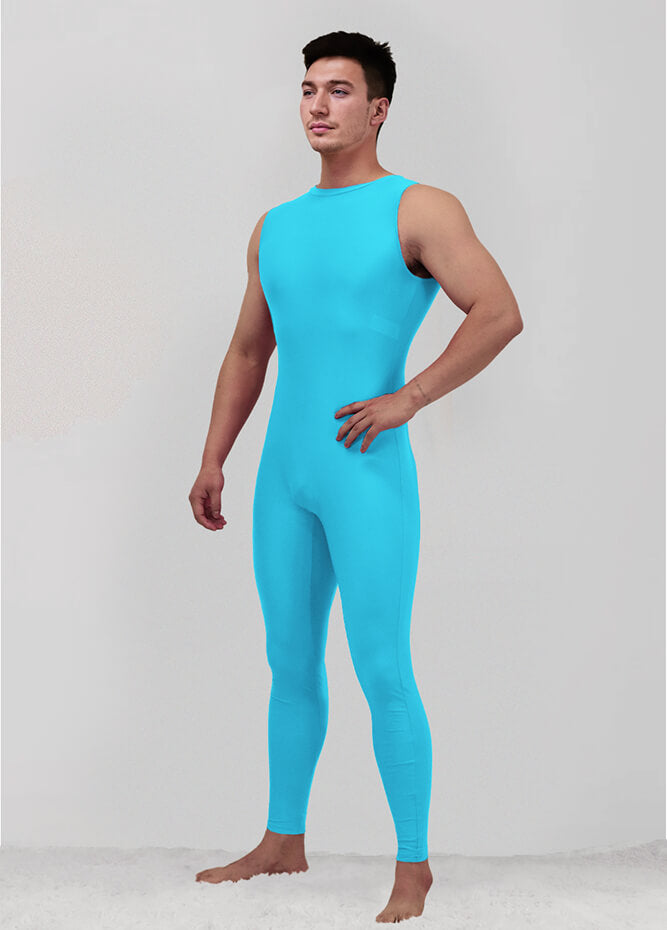 Mens Spandex Sleeveless Back Zipper Unitard