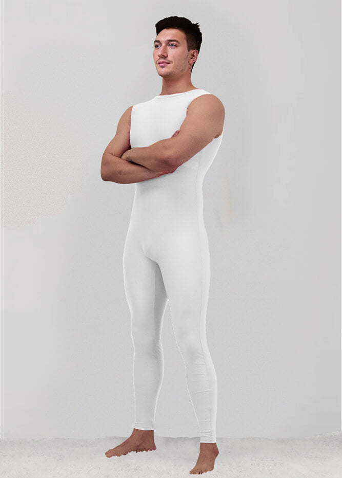 Mens Spandex Sleeveless Back Zipper Unitard