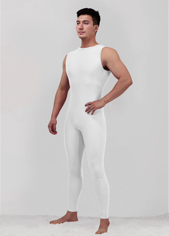 Mens Spandex Sleeveless Back Zipper Unitard