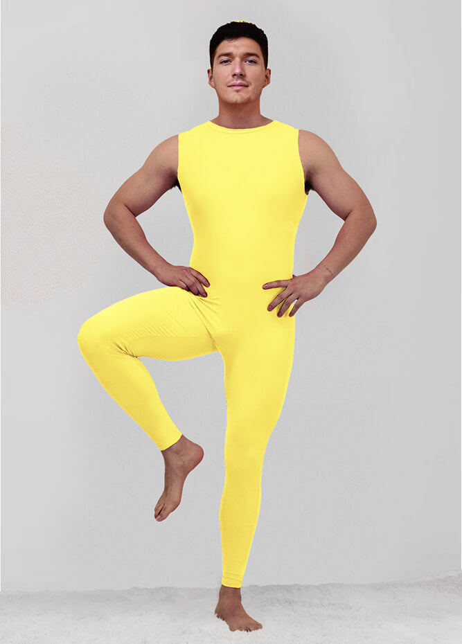 Mens Spandex Sleeveless Back Zipper Unitard