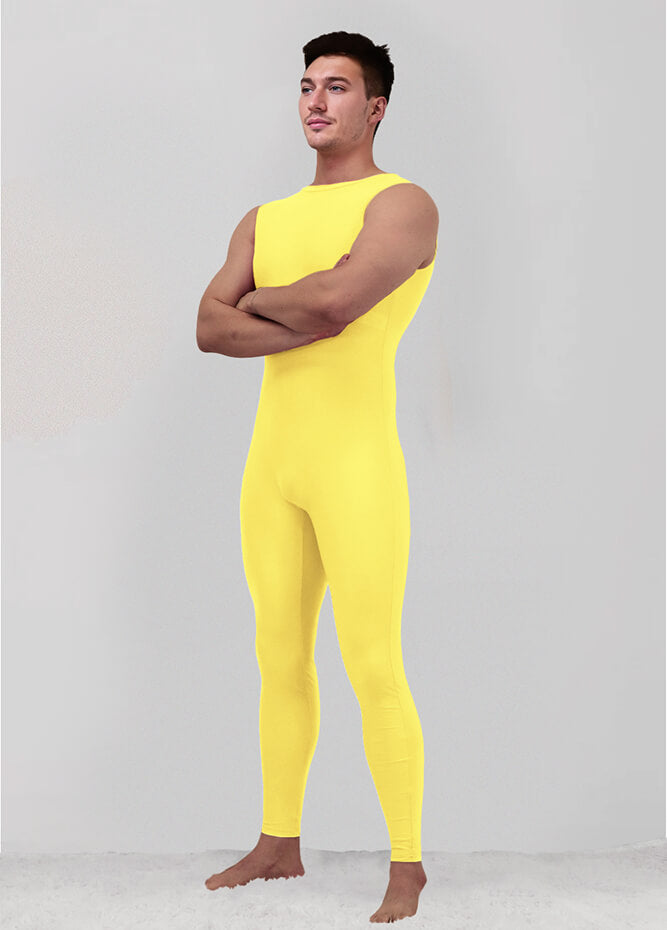 Mens Spandex Sleeveless Back Zipper Unitard