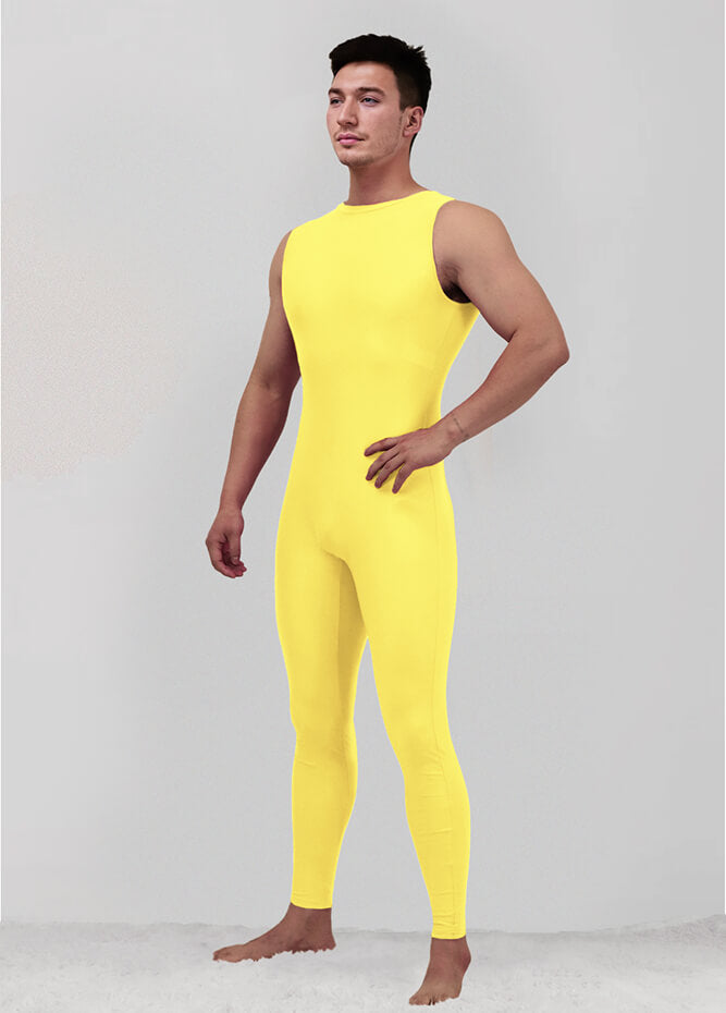 Mens Spandex Sleeveless Back Zipper Unitard