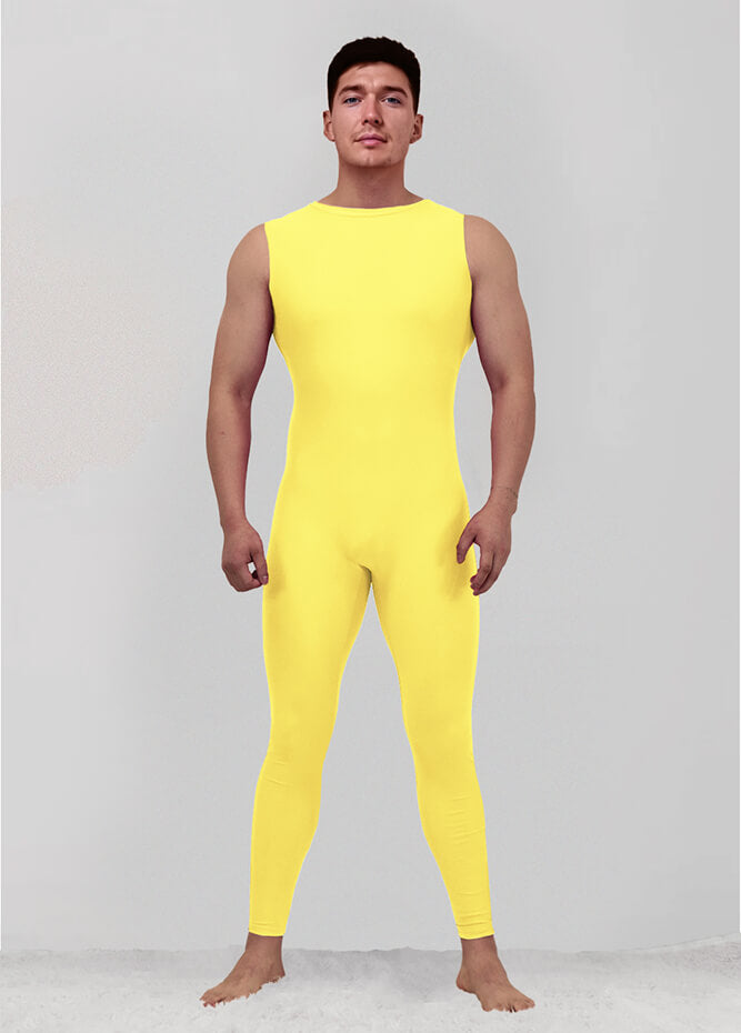 Mens Spandex Sleeveless Back Zipper Unitard